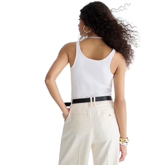 J.Crew White Ribbed Shelf Bra Tank Top XXS NWT | Stretch Layering Basic - Picture 3 of 7